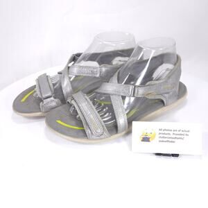 Ecco Casual Strappy Leather Sandals Womens Size 9.5 40 Metallic Silver White